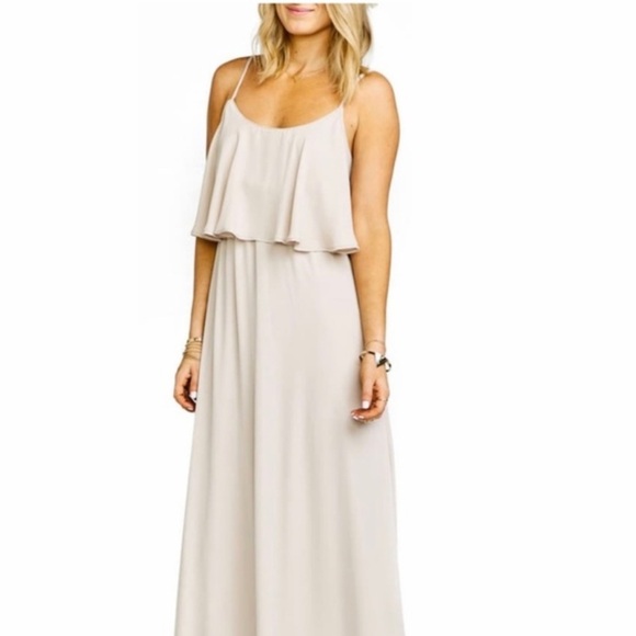 Show Me Your Mumu Caitlin Ruffle Maxi Dress Bone Neutral Bridesmaid Dress XXL - Picture 8 of 8